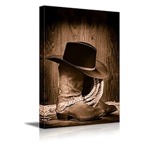 Cowboy Black Hat ATOP Western Boots Wall Decor