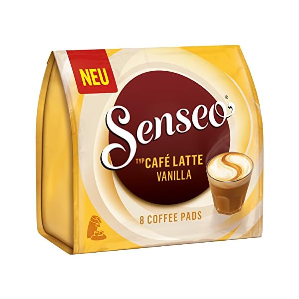 Senseo Kaffeepads Café Latte Vanilla, Vanille Milchkaffee, Milch Kaffee Pad, 8 Pads