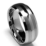King Will Men's 8mm Tungsten Carbide Ring Wedding Engagement Band Matte/Brushed Finish Lines