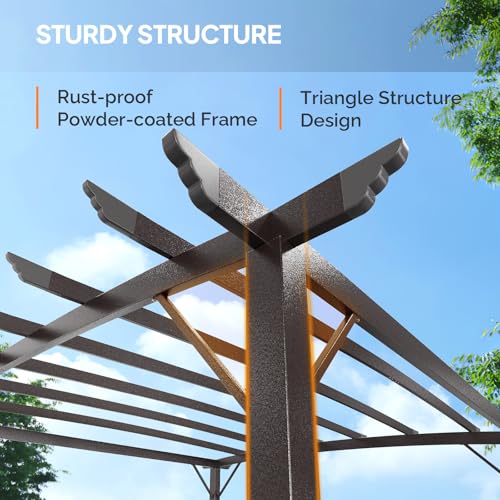 VINGLI 9'x12' Outdoor Retractable Pergola Canopy w/Adjustable Sun Shade image 16