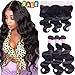 10A Brazilian Straight Hair with Lace Frontal Closure(16 18 20+14Frontal,Natural Black)100% Unprocessed bundles with frontal Brazilian Straight Human Hair with Frontal Closure