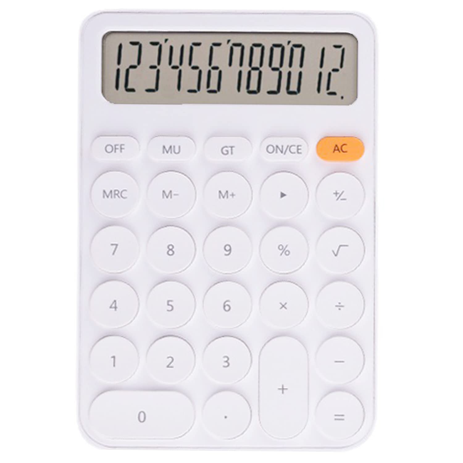 iHMeiju Calculators Desktop Standard Function Calculator 12 Digit with Large LCD Display and Round Button, White