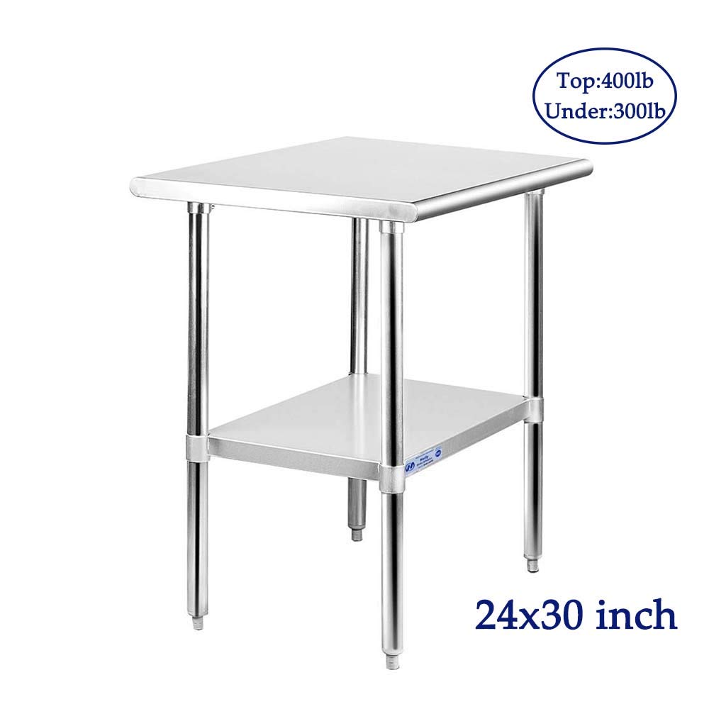 Adjustable Heavy Duty Table With Galvanized Legs And Undershelf For Kitchen And Restaurant Commercial Stainless Steel Work Prep Table 24 X 36 Inches Food Service Equipment Supplies Restaurant Appliances Equipment
