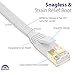 CAT7 Flat Ethernet Cable, Fosmon (White - 3 Feet) CAT7 Snagless RJ45 Ethernet Network Patch Cable [FLAT Tangle Free] - Ultra Speed 10 Gigabit 600Mhz Patch - Modem / Router / LAN / Printer / MAC / Laptop