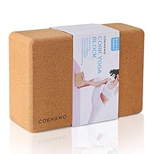 COENGWO Cork Yoga Block – Yoga Block Cork (1 Pack/2 Pack) Non-Slip 9’’x6’’x3’’ Yoga Cork Block Set