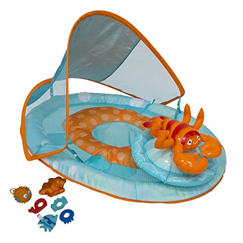 SwimWays Baby Spring Float Activity Center with Canopy -  Blue/Orange Lobster
