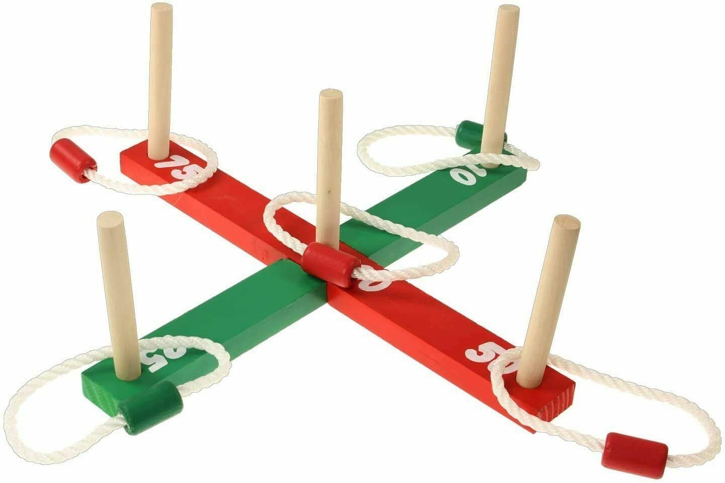 MantraRaj Kids Junior Classic Fun Original Wooden Ring Toss Game Perfect for Garden Games and Garden Toys Outdoor Family Hoops Rope Quoits Games Set