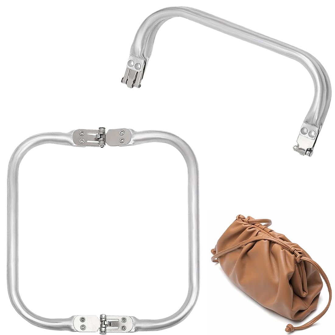 KOLZEMV 2 Pieces U-Shaped Bag Inner Handle Kiss Closure Frame Bag Aluminium Handle Bag Frame Bag for Clutch Bag Crafts DIY Projects 160 x 85 mm