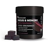 Ananda Wellness Focus & Memory Gummies – Brain Supplements for Memory and Focus with Cognizin Citicoline 500 mg & CognatiQ Coffee Fruit 200 mg – Zero Sugar, Caffeine-Free - Cherry Flavored, 60 Gummies