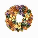 Fall Wreath Beaded Counted Cross Stitch Ornament Kit Mill Hill 2007 Autumn Harvest MH18-7206