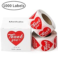 Methdic Thank You Stickers Labels Roll for Business Favors Birthday Gift Bags Baby Shower Wedding 500 Labels 2 Rolls 1.5