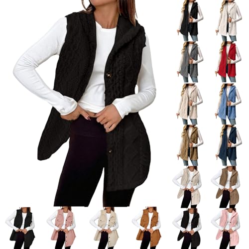 Women's Fleece Gilet Soft Classic Fit Bodywarmer Vest with Button Pockets Plush Solid Color Lightweight Waistcoat Casual Sleeveless Cozy Jacket Spring Fall Winter Outwear Blue L