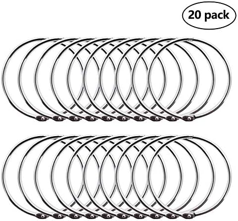 2 Inch 20 Packs Loose Leaf Binder Rings, Nickel Plated Steel Binder Rings, Round Shape Metal Notebook,Binder, Card, Book Rings, Silver, for School, Home, or Office, Silver