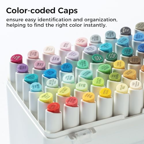 Ohuhu Marcadores Alcohol Doble Punta Ancha y Fina para Artistas Adultos Colorear Dibujar Paisaje - 60 Colores Kaala Marcadores Recargables Regalo