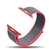 amBand Apple Watch Sport Loop Band 38mm, Lightweight Breathable Nylon Replacement Band for Apple Watch Nike+, Series 1, Series 2, Series 3, Sport, Edition-Electric Pink