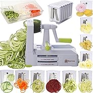 Brieftons 10-Blade Spiralizer: Strongest-and-Heaviest Vegetable Spiral Slicer, Best Veggie Pasta Spaghetti Mak