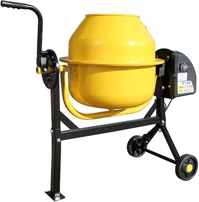 Panana 63L Electric Cement Mixer 250W Portable Concrete Mortar Mixer Wheels 230V