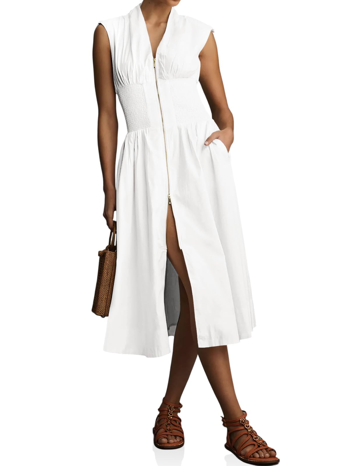 Wenrine Womens White Short Sleeve Lace Mini Dress