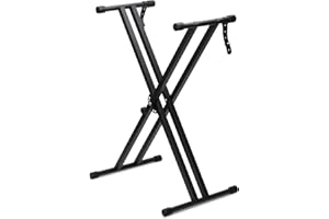 Idffdvw Adjustable Piano Stand, Double-X style Keyboard Stand with Lockable Strap, Heavy-Duty Piano Keyboard Stand for 54 61 76 88 Keys & Stability Musical Keyboard Stand with Black Metal