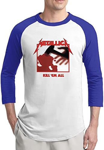 Men's Metallica Albums Kill 'Em All Cover Contrast Color 3/4 Sleeve Tshirts