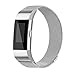 iGK Milanese Replacement Bands Compatible for Fitbit Charge 2, Stainless Steel Metal Bracelet with Unique Magnet Clasp Silver Small
