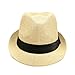 TrendsBlue Classic Natural Fedora Straw Hat, Black Band