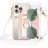 JOBEDE Clear Crossbody Purse Bag, Women's Transparent PVC Shoulder Purse with Cell Phone Holder, Stadium Approved, Waterproof, Modern Style