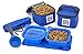 Dog Travel Food Set For Small Dogs (Blue) - 7pk Including Collapsible Bowls, Carriers, Scooper, Place Mat, Bag