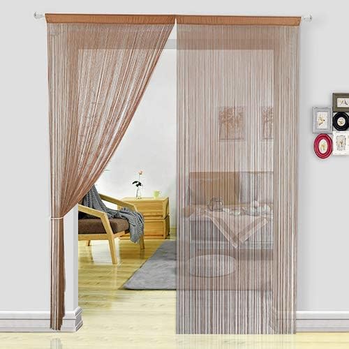 HSYLYM Spaghetti String Curtains Fly Screens Curtains for Doors, Doorways, Windows Treatments and Home Décor (90x245cm,Coffee)