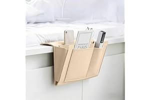 Bedside Storage Organizer with Pockets, Bedside Caddy, Table Cabinet Storage Organizer for TV Remote Control, Phones, Magazin