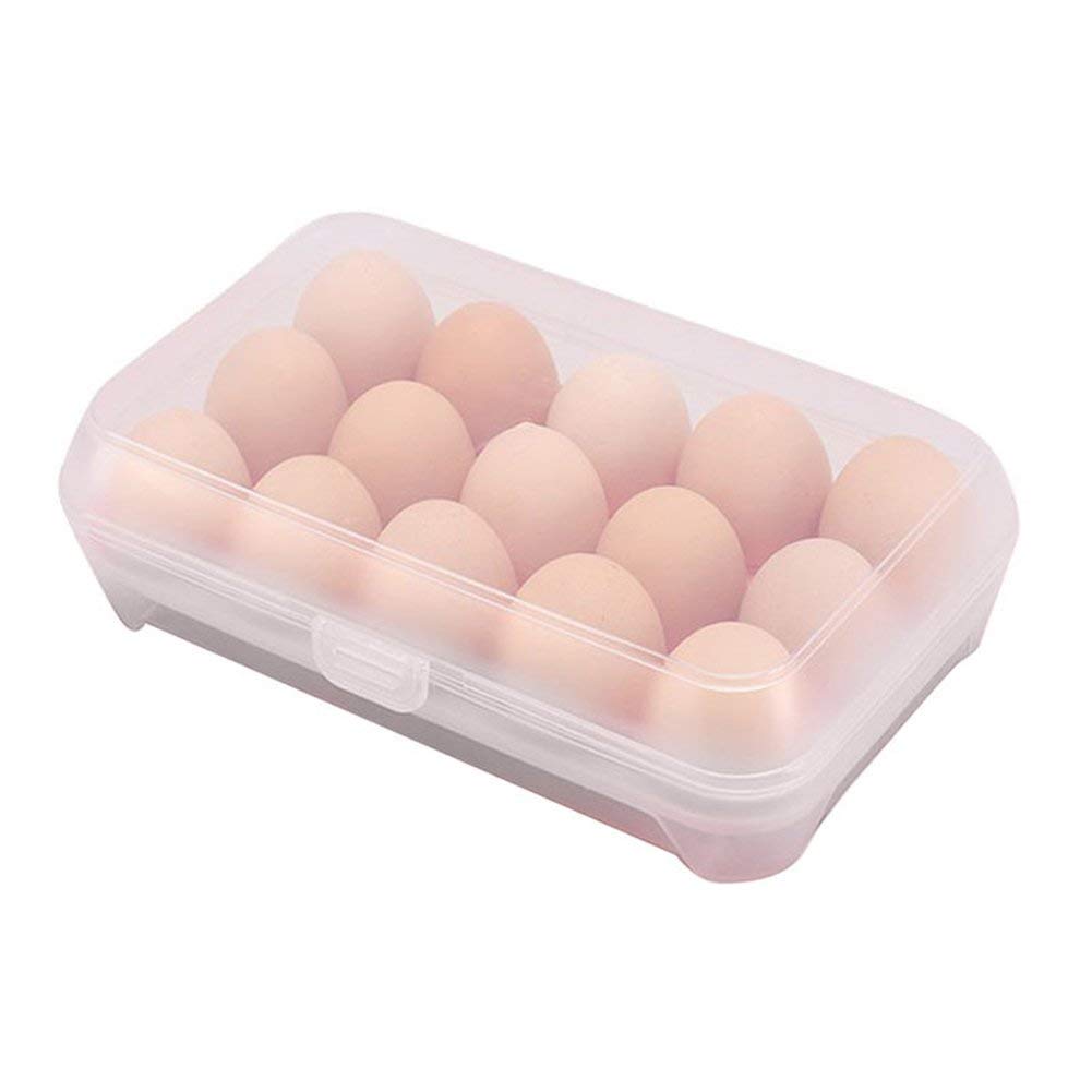 Prakal Egg Tray,Egg Holder Trays Portable Plastic 15 Eggs Container