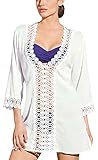Chalier Womens Floral Lace Swim Cover up Swimwear Bikini Cover-up Beach Dress,White,XX-Large