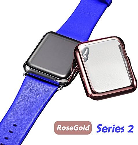 Apple Watch Case, FIVEFISH Ultra Lightweight Thin Clear PC Full Coverage Plated Case for Apple Watch ([Series 2] Rosegold 38mm)