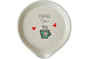 Coffee Spoon Rest-Coffee Bar，Small Spoon Rest for Coffee Station，KITGUARD Spoon Rest for Coffee Station，Coffee Bar Accessories，Ceramic Coffee Spoon Rest (coffee time)