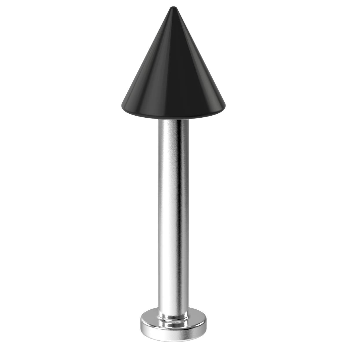Black 16g 1.2mm Lip Stud Monroe Labret Bar Piercing Jewellery 8mm Surgical Steel 4mm Spike 2.5mm Tiny Base