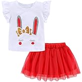 Mud Kingdom Infant Toddler Girls Tulle Skirts Set Outfit T-Shirts Cute Print Casual Summer