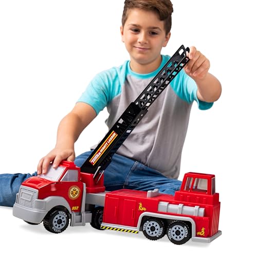 Tonka Steel Classics | Hook n Ladder Fire Truck | Kids Construction Gift Toys for Boys Girls, Building Construction for Creative Play STEM Development, Suitable for Kids Ages 3+ | Basic Fun 06224 FFP