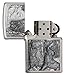 Zippo Bear vs Wolf Emblem Design Brushed Chrome Pocket Lighter