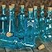 Vintage Glass Bottles with Corks, Bud Vases, Assorted Shapes, 5 Inch Tall, Set of 10 Blue