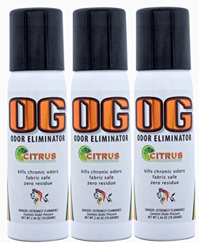 OG Odor Eliminator - Aerosol Air Freshener for Car &amp; Home - Concentrated Formula - Removes Tough Smoke Odors - Leaves Zero Residue - (3-Pack) Citrus - 2.46 oz