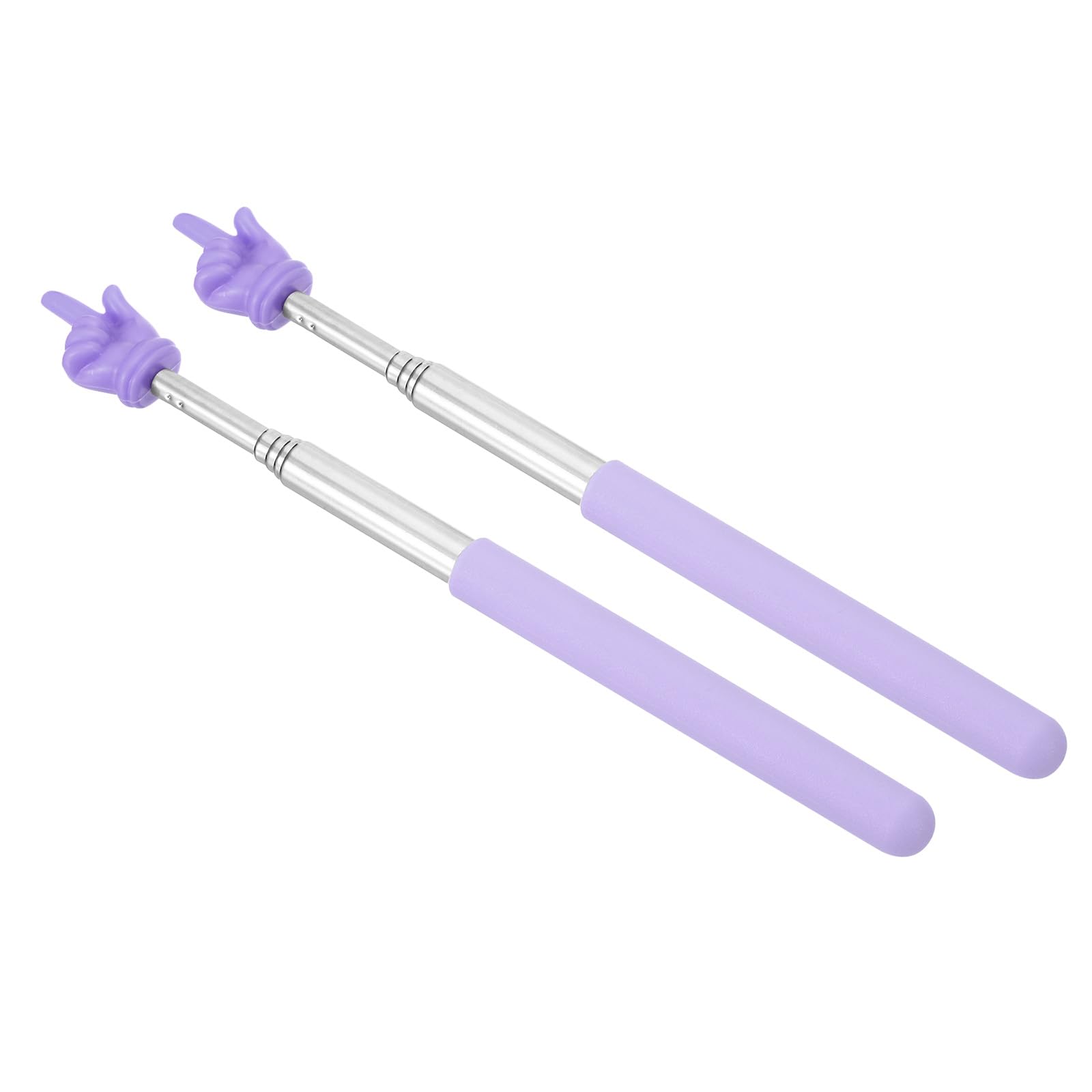 PATIKIL Telescopic Teachers Pointer Stick, 2 Pcs Classroom WhiteBoard Teacher Hand Finger Mini Pointer for Presentation Speaker Guide Coach, Purple Style 2
