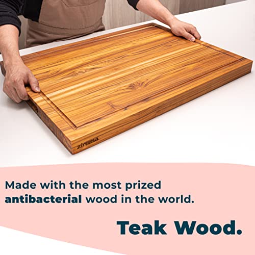 Extra Large Wood Cutting Board for Kitchen [1.5" Thick] Teak Butcher