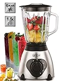 Glas Standmixer 600 Watt 1,5 Liter Smoothie Maker Ice Crusher Universal Mixer 6-fach Metallmesser