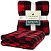 PAVILIA Black and Red Buffalo Plaid Fleece Throw Blanket for Couch, Soft Checkered Flannel Blanket for Sofa, Plaid Christmas Couch Throw Bed, Warm Cozy Decorative Blanket Fall Decor Gift, 60x80