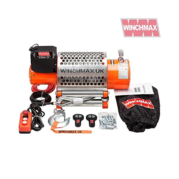 Winchmax 20000lb / 9072kg 12v elektrische Winde. 25 m 14 mm verzinktes Stahldrahtseil, 1/2-Zoll-Gabelhaken…