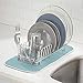 mDesign Kitchen Sink Dish Drainer – Small Metal and Plastic Dish Rack for Kitchen Sink – Ideal for Plates and Cutlery Basket – Chrome/Clear