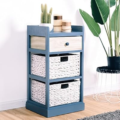 Amazon Com Giantex End Table W Drawers And Baskets Beside Table Nightstand Wood Drawer Cabinet Home Office Collection Solid Wood Accent Storage Organizer 1 Drawer 2 Baskets Kitchen Dining