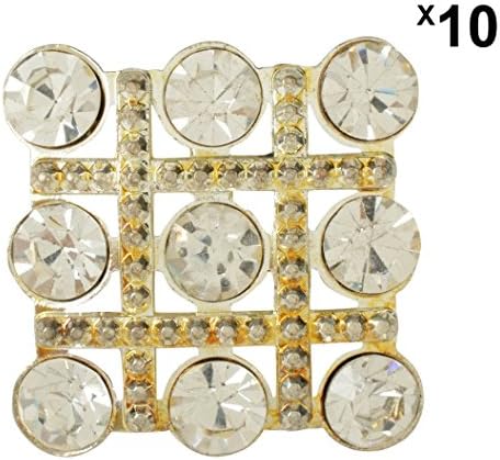 Meher Arts Fancy Buttons (Metal with Stone, 4 cm x 4 cm x 1 cm, Gold, Pack of 10)