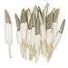 Ling's moment 50 pcs Natural White with Champagne Glitter Sparkle Goose Feathers In Bulk for Home Craft Party Wedding Party Birthday Baby Bridal Shower Bedroom Decoration with a Stylus White