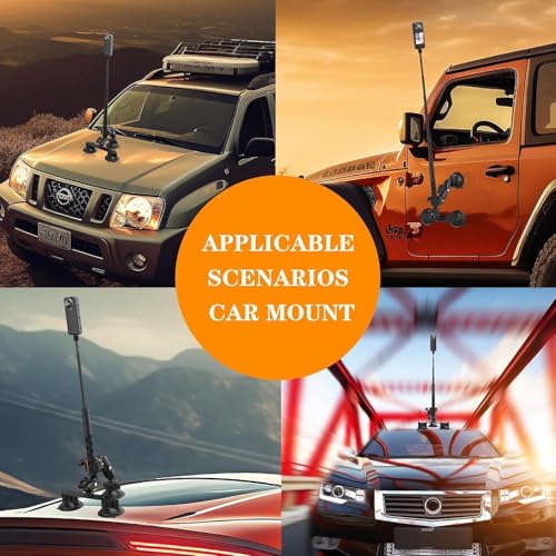 CENXI Suction Cup Car Mount for Action Camera, for Insta360 X5 X4 X3, Gopro,360° Rotation Car Holder for Windshield Window,Car Hood,Top Roof, Trunk lid